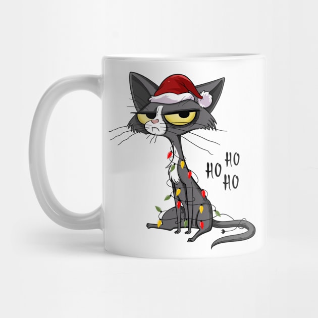 Grumpy Christmas cat Santa hat by AmiG